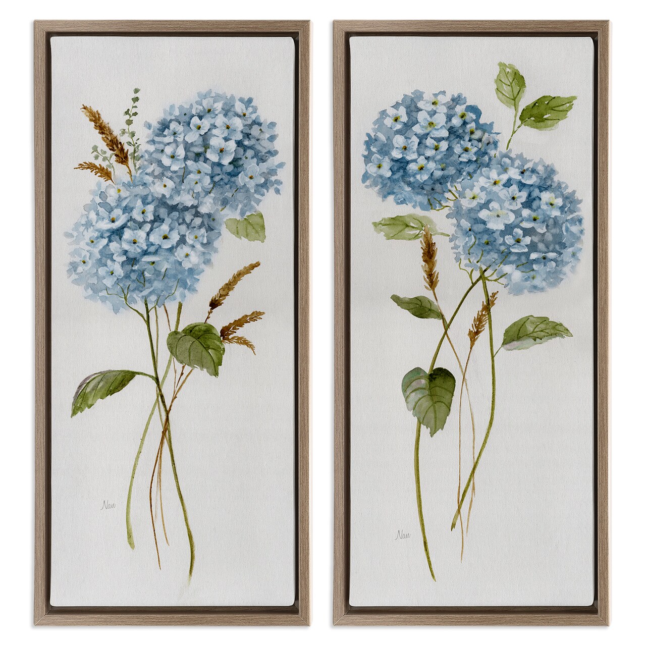 Stupell Industries Blue Hydrangea Long Stems Framed Floater Canvas Wall Art